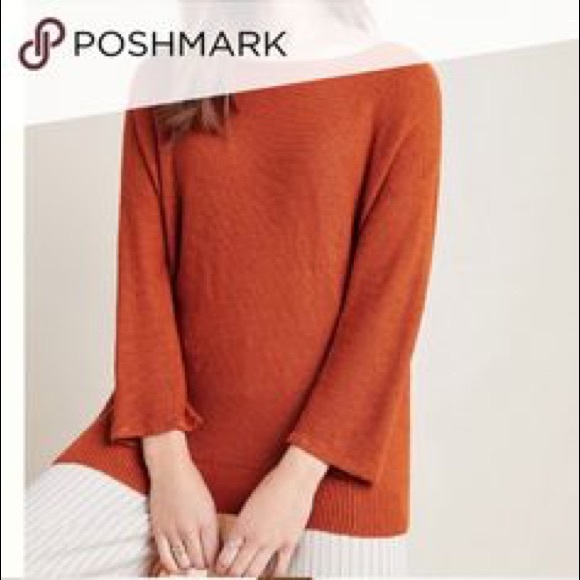 Anthropologie Sweaters - Anthropologie Knit Pullover Orange Boat Neck Small